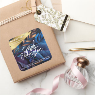 Adesivo Quadrado Folhas azuis