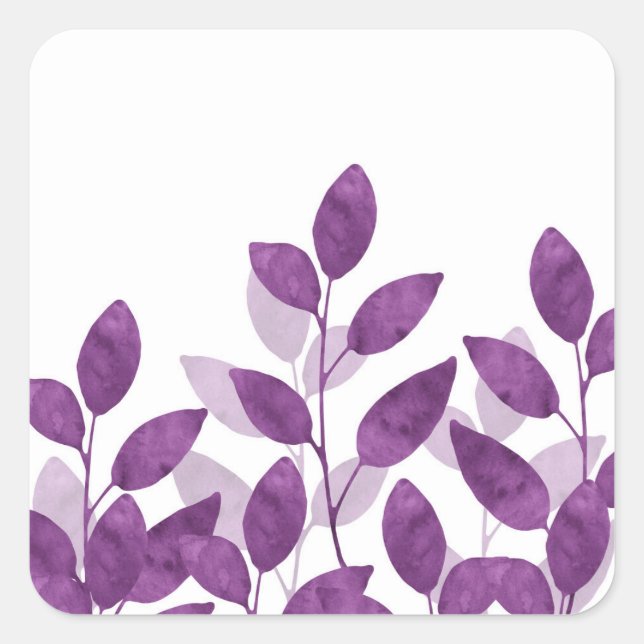 Adesivo Quadrado Folhas de Cores de Água Plumada (Frente)