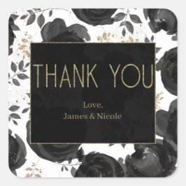 Adesivo Quadrado Folhas de Glam Floral Ouro Negro Casamento