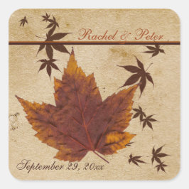 Adesivo Quadrado Folhas de outono no Vencimento de Casamento Quadra