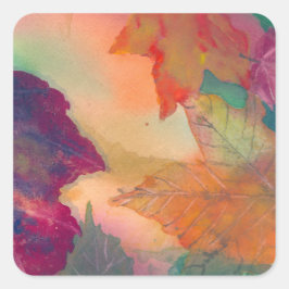 Adesivo Quadrado Folhas de queda ao longo da costa no Vinheta Quadr