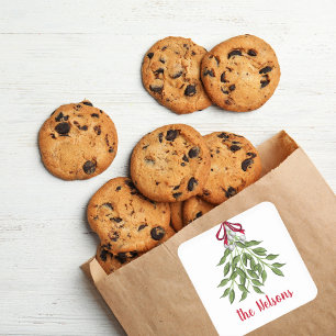 Adesivo Quadrado Folhas de Verdura de Natal Feliz Visco Férias