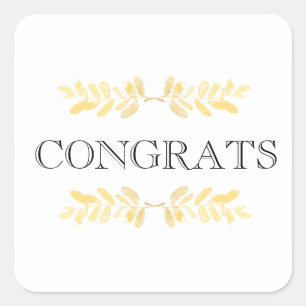 Adesivo Quadrado Folhas elegantes do ouro - minimalistas