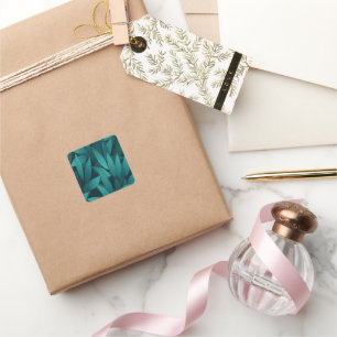 Adesivo Quadrado Folhas tropicais gradativas