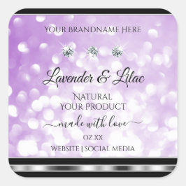 Adesivo Quadrado Folheto Roxo Rótulos de Produto com Ouros