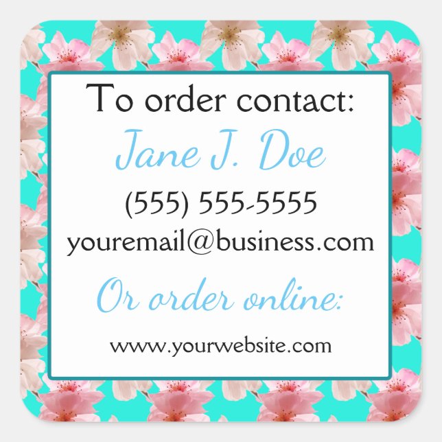 Adesivo Quadrado Folhetos de vendas Avon, Blue Floral (Frente)