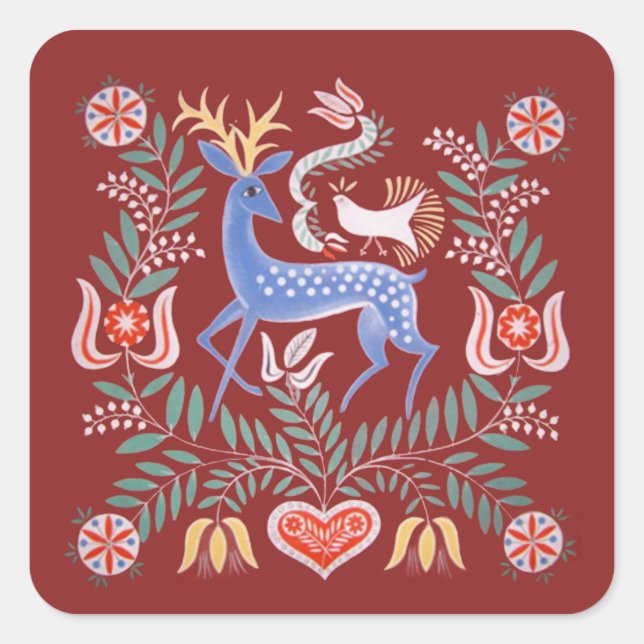 Adesivo Quadrado Folk Art Húngaro (Frente)