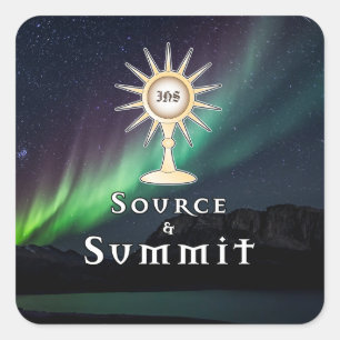 Adesivo Quadrado Fonte da Monstrance e Summit Aurora Borealis