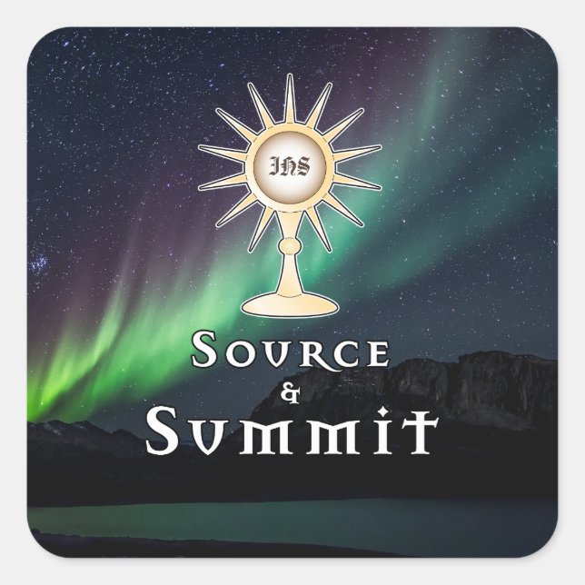 Adesivo Quadrado Fonte da Monstrance e Summit Aurora Borealis (Frente)