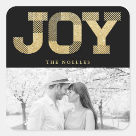 Adesivo Quadrado Fonte de Bloco Elegante Brilho Dourado Alegria Fes