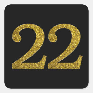 Adesivo Quadrado Fonte Dourada de Número 22 Ampla
