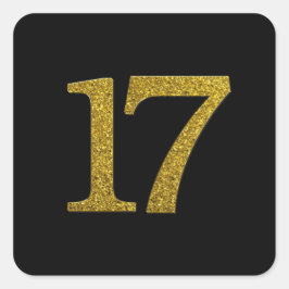 Adesivo Quadrado Fonte Largura Dourada Número 17