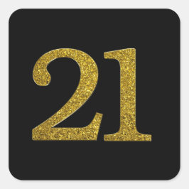 Adesivo Quadrado Fonte Largura Dourada Número 21