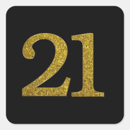 Adesivo Quadrado Fonte Largura Dourada Número 21