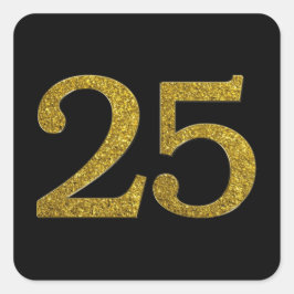 Adesivo Quadrado Fonte Largura Dourada Número 25