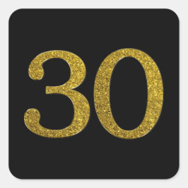 Adesivo Quadrado Fonte Largura Dourada Número 30
