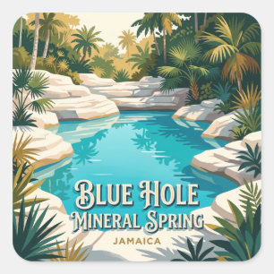 Adesivo Quadrado Fonte Mineral Blue Hole Negril Jamaica