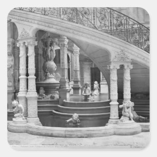 Adesivo Quadrado Fonte sob as escadas do hotel de