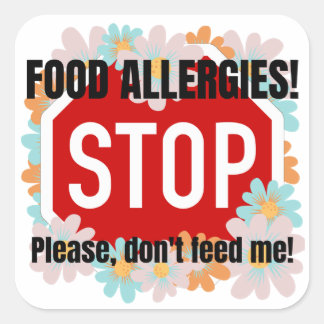 Adesivo Quadrado Food Allergy warning stickers for kids clothes
