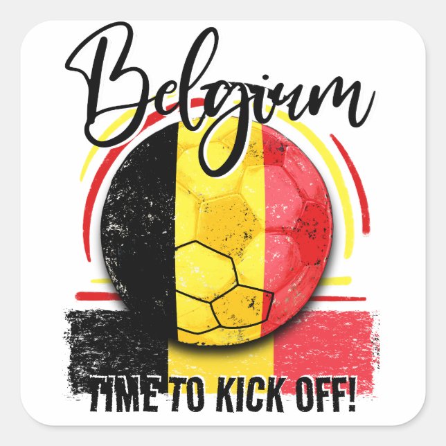 Adesivo Quadrado Football Belgium Flag, belga (Frente)
