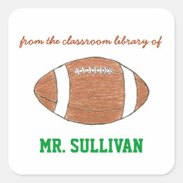 Adesivo Quadrado Football personalized teacher bookplate