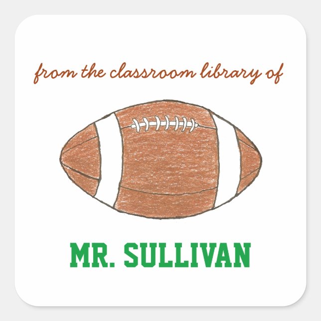 Adesivo Quadrado Football personalized teacher bookplate (Frente)