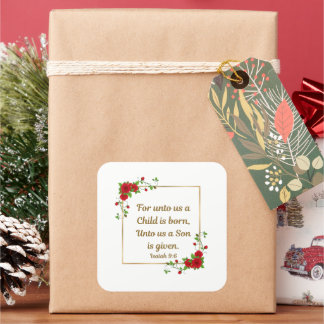 Adesivo Quadrado For Unto Us a Child Is Born Isaiah 9:6