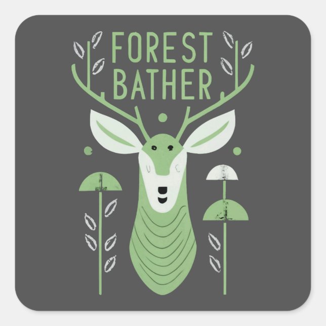 Adesivo Quadrado Forest Bather Deer (Frente)