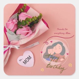 Adesivo Quadrado “Forever Loved Mom – Heartfelt Floral sticker 