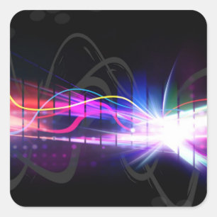 Adesivo Quadrado Forma de Onda Musical do Arco-Íris