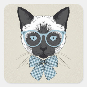 Adesivo Quadrado Forma Smart do gato Siamese