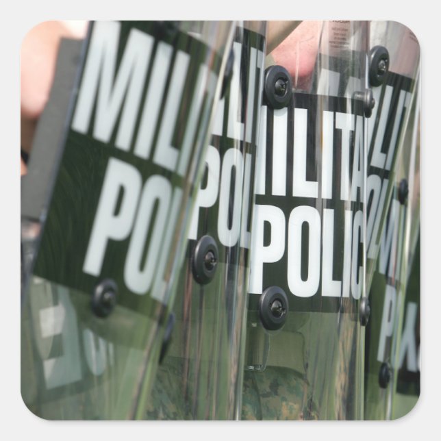 Adesivo Quadrado Formação de controlo de motins (Frente)