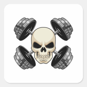 Adesivo Quadrado Formação de força do crânio Dumbbells