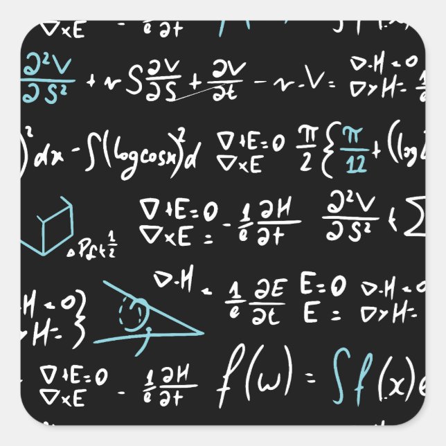 Adesivo Quadrado Formações matemáticas professor de física (Frente)