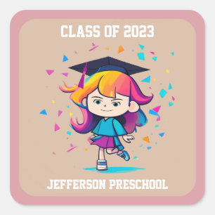 Adesivo Quadrado Formando De Garota De Graduação Bela Classe 2025