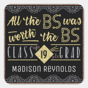 Adesivo Quadrado Formando engraçado do grau de solteiros da