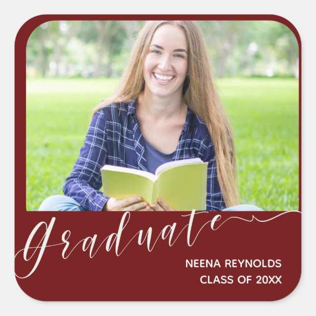 Adesivo Quadrado Formando foto - Cute Classe de Festa de formatura  (Frente)