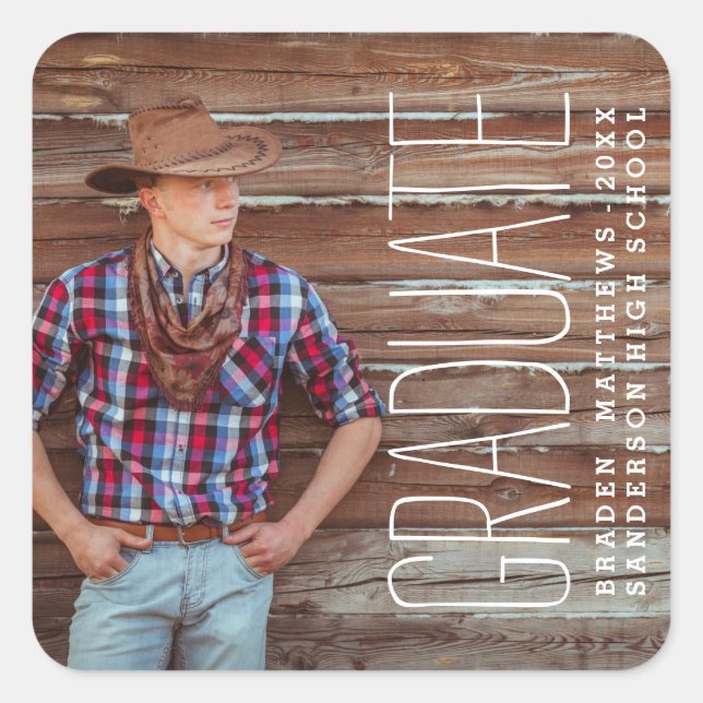 Adesivo Quadrado Formando moderno | Vinheta para graduação de fotos (Frente)