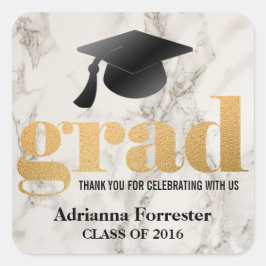 Adesivo Quadrado Formando Tipografia Negrito Faux Gold Foil Padrão 