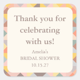 Adesivo Quadrado Formas de Pastel Amarelo para Agradecimento de Noi