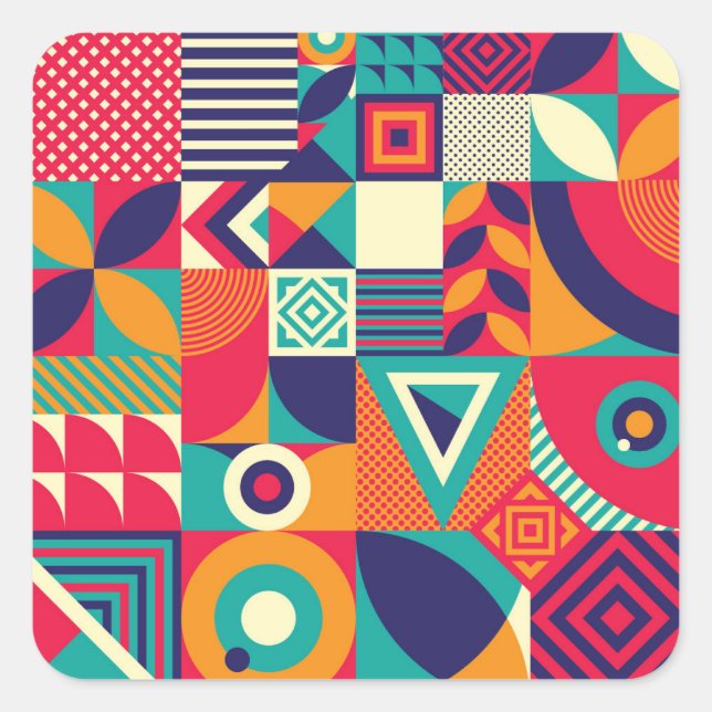 Adesivo Quadrado formas geométricas de pop abstrato, padrão sem sol (Frente)