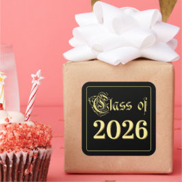 Adesivo Quadrado Formatura 2023 em Preto e Dourado