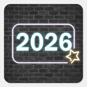 Adesivo Quadrado Formatura 2026 Sinal Neon em Tijolo