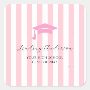 Adesivo Quadrado Formatura Meninas Rosa Personalizado
