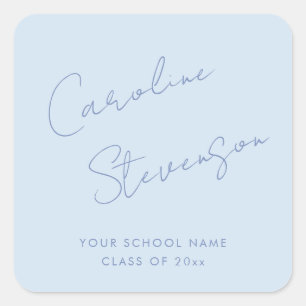 Adesivo Quadrado Formatura Personalizada Moderno Azul Script