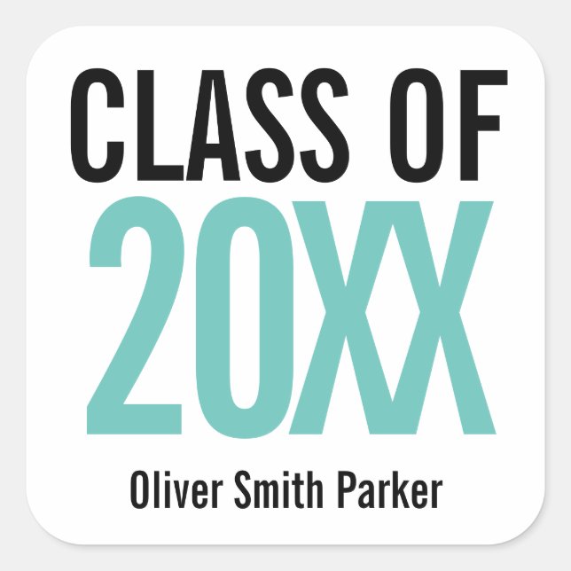 Adesivo Quadrado Formatura Personalizada Negrito Verde-azulado QUAL (Frente)