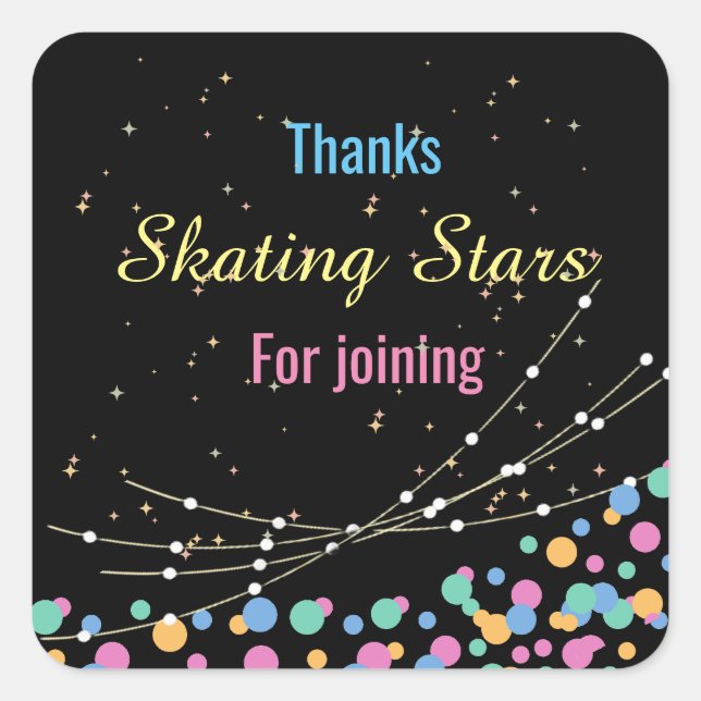 Adesivo Quadrado Fornecimento de festa de aniversário do Glow & rol (Frente)