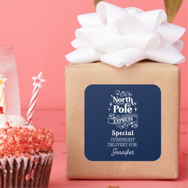 Adesivo Quadrado FORNECIMENTO OVERNIGHT Especial do Polo Norte para (Festa)