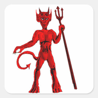Adesivo Quadrado Forquilha do diabo vermelho e do passo