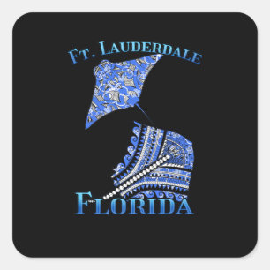 Adesivo Quadrado Fort Lauderdale Florida Vacation Tribal Stingray